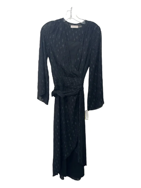 Holiday unclassified dressesRamy Brook Size 0 Black Polyester Metallic Thread V Neck Sheer Sleeve Wrap Dress Holiday unclassified dresses