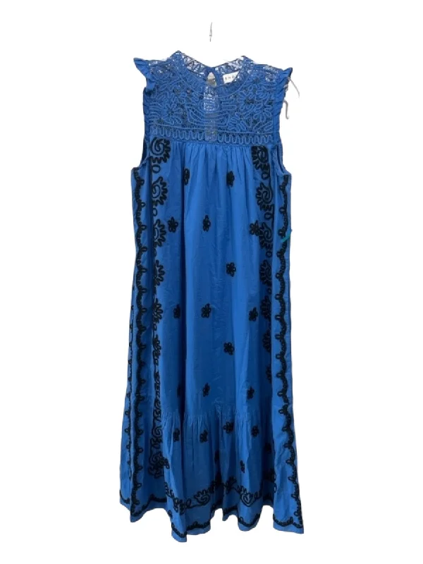 Neutral tone unclassified dressesRhode Size M Blue & Black Cotton Embroidered sheer neckline Sleeveless Dress Neutral tone unclassified dresses