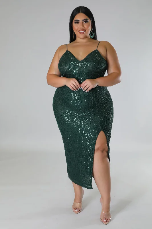 High-end unclassified dressesRoyal Curves Hunter Green Glitter Dress High-end unclassified dresses