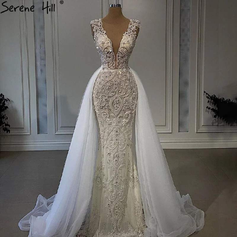 Budget-friendly unclassified dressesSerene Hill Luxury Ivory Mermaid Evening Dresses Gowns 2024 Beading Elegant With Train Formal Dress LA71109 Budget-friendly unclassified dresses