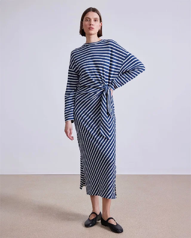 Boho unclassified dressesApiece Apart L/S Vanina Cinched Waist Dress in Navy and Cream Stripe Boho unclassified dresses