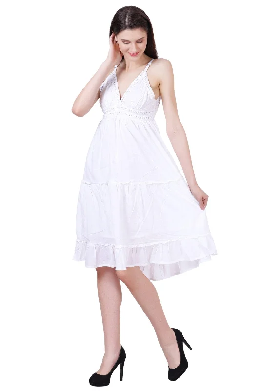 Everyday wear unclassified dressesOpen Back White Cotton Dress 96005 Everyday wear unclassified dresses