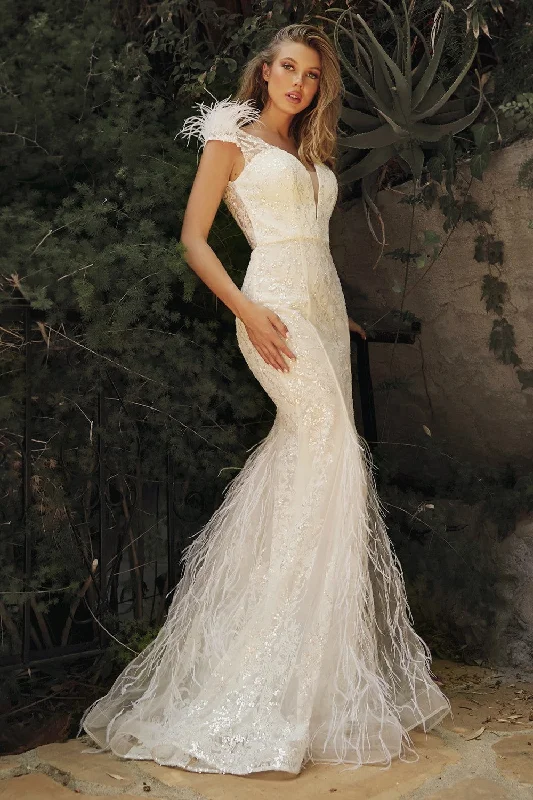 Chic unclassified dressesEmbellished Mermiad Feather Bridal Gown By Cinderella Divine -C57W Chic unclassified dresses