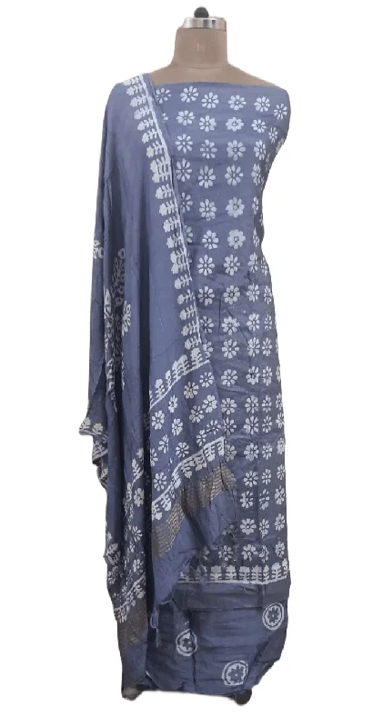 Metallic unclassified dressesBlue Batik Cotton Silk Salwar kameez Dress material Ev03 Metallic unclassified dresses