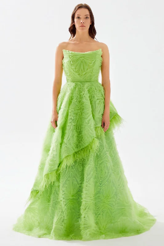 Preppy unclassified dressesHenri Strapless Feather Trimmed Gown Preppy unclassified dresses