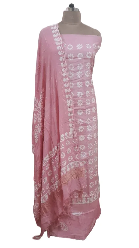 Breathable unclassified dressesPink Batik Cotton Silk Salwar kameez Dress material Ev01 Breathable unclassified dresses