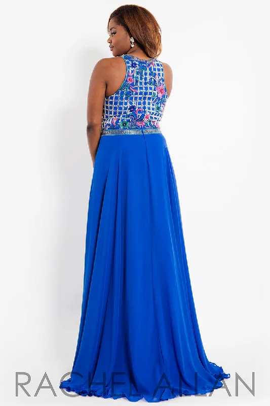 Beach unclassified dressesRachel Allan 7814 Royal Blue Chiffon Dress with Beaded Bodice Beach unclassified dresses