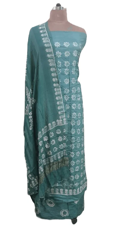 Printed unclassified dressesTurquoise Batik Cotton Silk Salwar kameez Dress material Ev04 Printed unclassified dresses