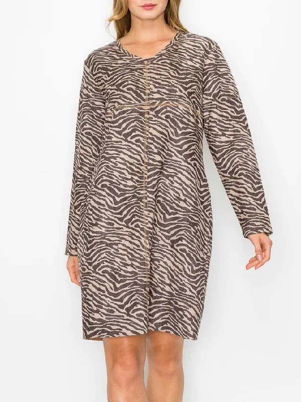 Boho unclassified dressesV-Neck Zebra Dress - Taupe FINAL SALE Boho unclassified dresses