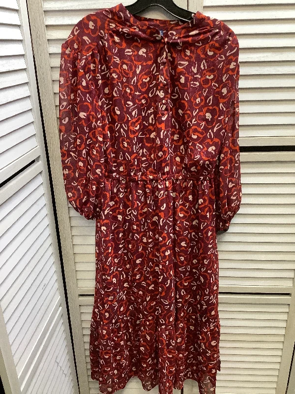 Dress Casual Midi By Kaari Blue In Red, Size: M Casual A-line Skirt