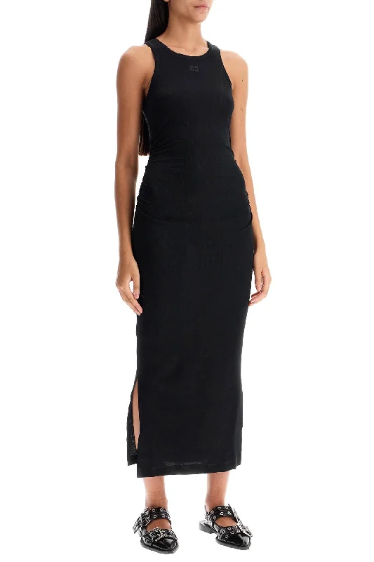 Ganni 'ribbed Jersey Midi Dress With Nine Stylish Pleated Skirt