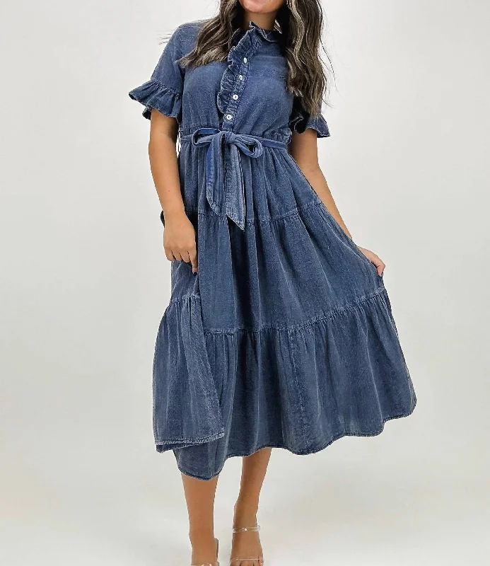 Julia Midi Dress In Indigo Fashion Midi Skirt