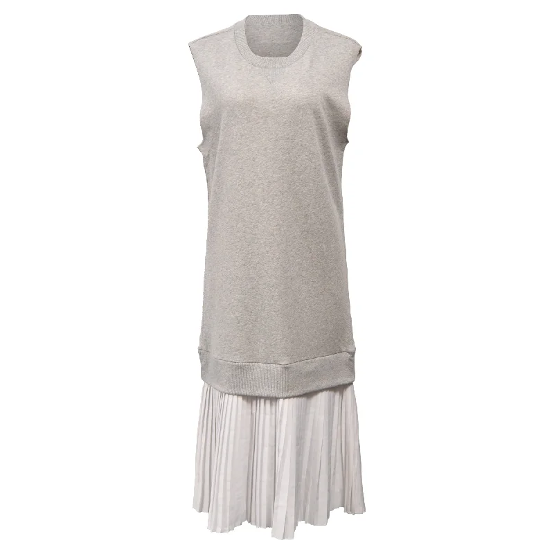 Maison Margiela Layered Midi Sleeveless Sweater Dress in Grey Cotton Elegant Midi Skirt