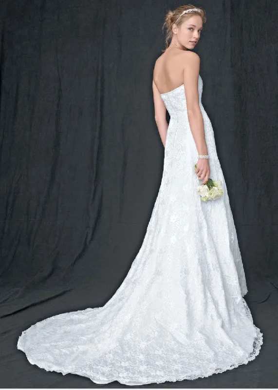 David's Bridal Allover lace A-line gown with beaded motif detail Lace Dress Dreamy