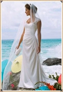 David's Bridal Slim Charmeuse Gown with Lace Keyhole Back - T3342 Lace Dress Elegance