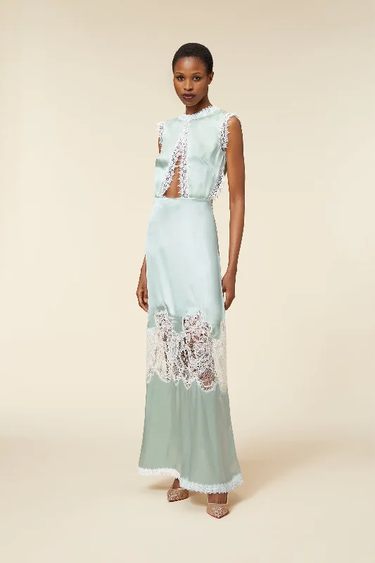 LACE CAMISOLE LONG DRESS Sheer Lace Dress