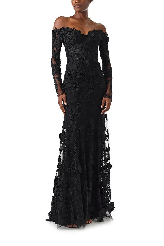 Off-The-Shoulder Lace Trumpet Gown Lace Dress Party