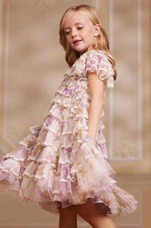 Wisteria Ruffle Lace Kids Dress Lace Overlay Dress